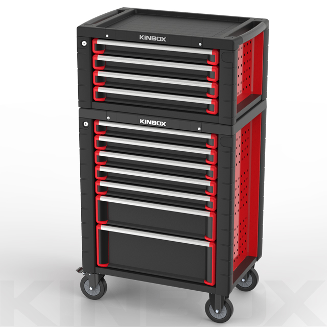 Boîte à outils roulants de Kinbox 11-Drawer, coffre à outils à roulement avec tiroirs et roues, armoire de rangement à outils avec 4 roues pivotantes